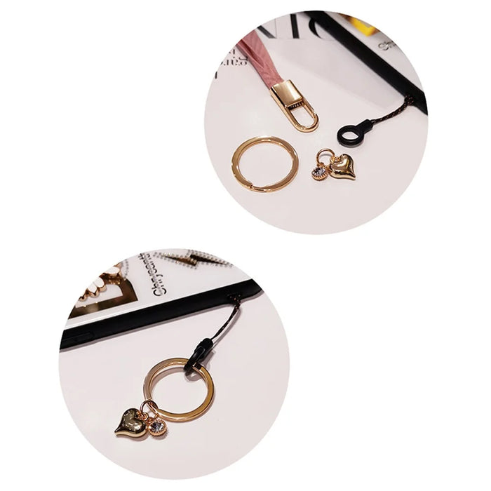 V Texture Detachable Keychain Rope Phone Neck Strap ID Card Holder Lanyard Cell Phone Strap - Pink - 6