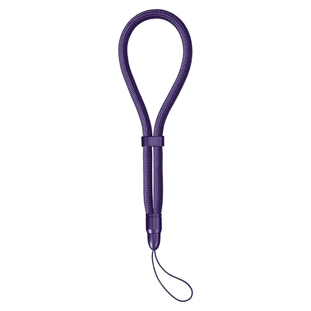 30cm Self-Locking Wrist Lanyard with Bullet Shape Connector 6mm Polyester Rope Adjustable Phone Strap - Dark Purple - 1