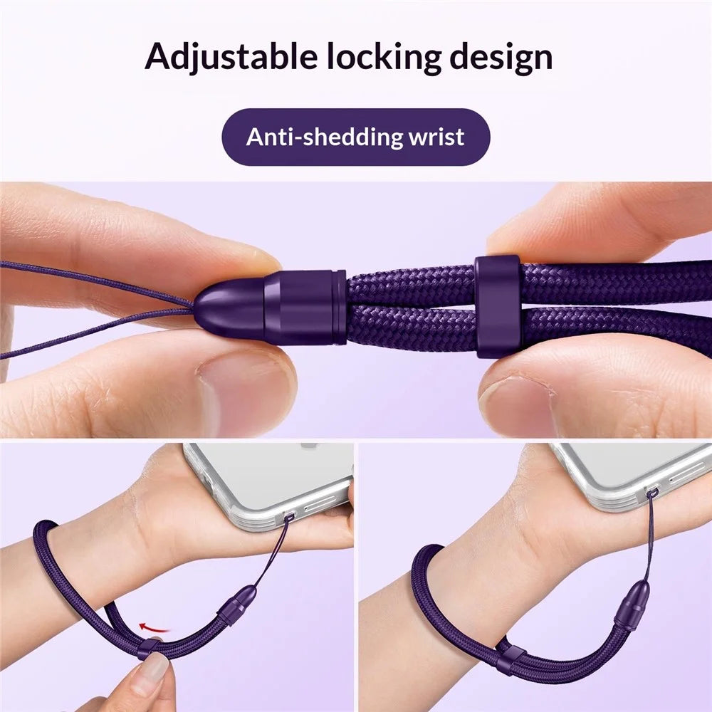 30cm Self-Locking Wrist Lanyard with Bullet Shape Connector 6mm Polyester Rope Adjustable Phone Strap - Dark Purple - 3