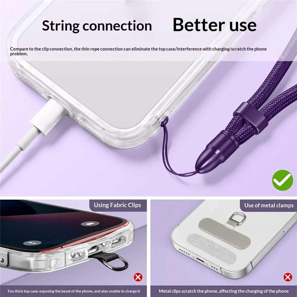 30cm Self-Locking Wrist Lanyard with Bullet Shape Connector 6mm Polyester Rope Adjustable Phone Strap - Dark Purple - 4