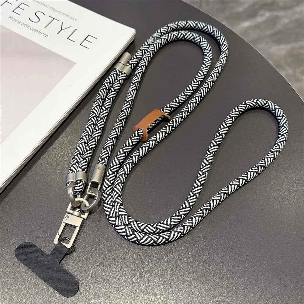 150cm Adjustable Crossbody Phone Lanyard Thicken Woven Nylon Neck Strap with Tether Tab - Style 1 - 1