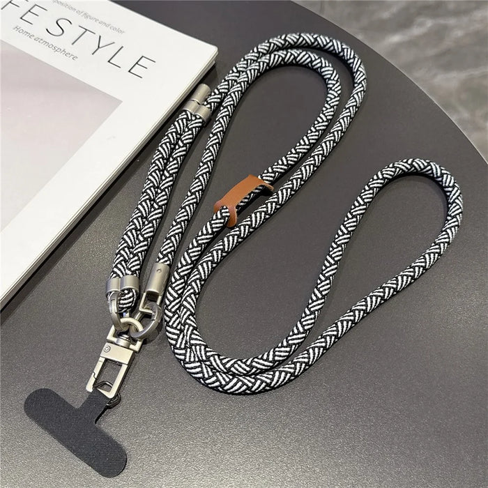 150cm Adjustable Crossbody Phone Lanyard Thicken Woven Nylon Neck Strap with Tether Tab - Style 1 - 1
