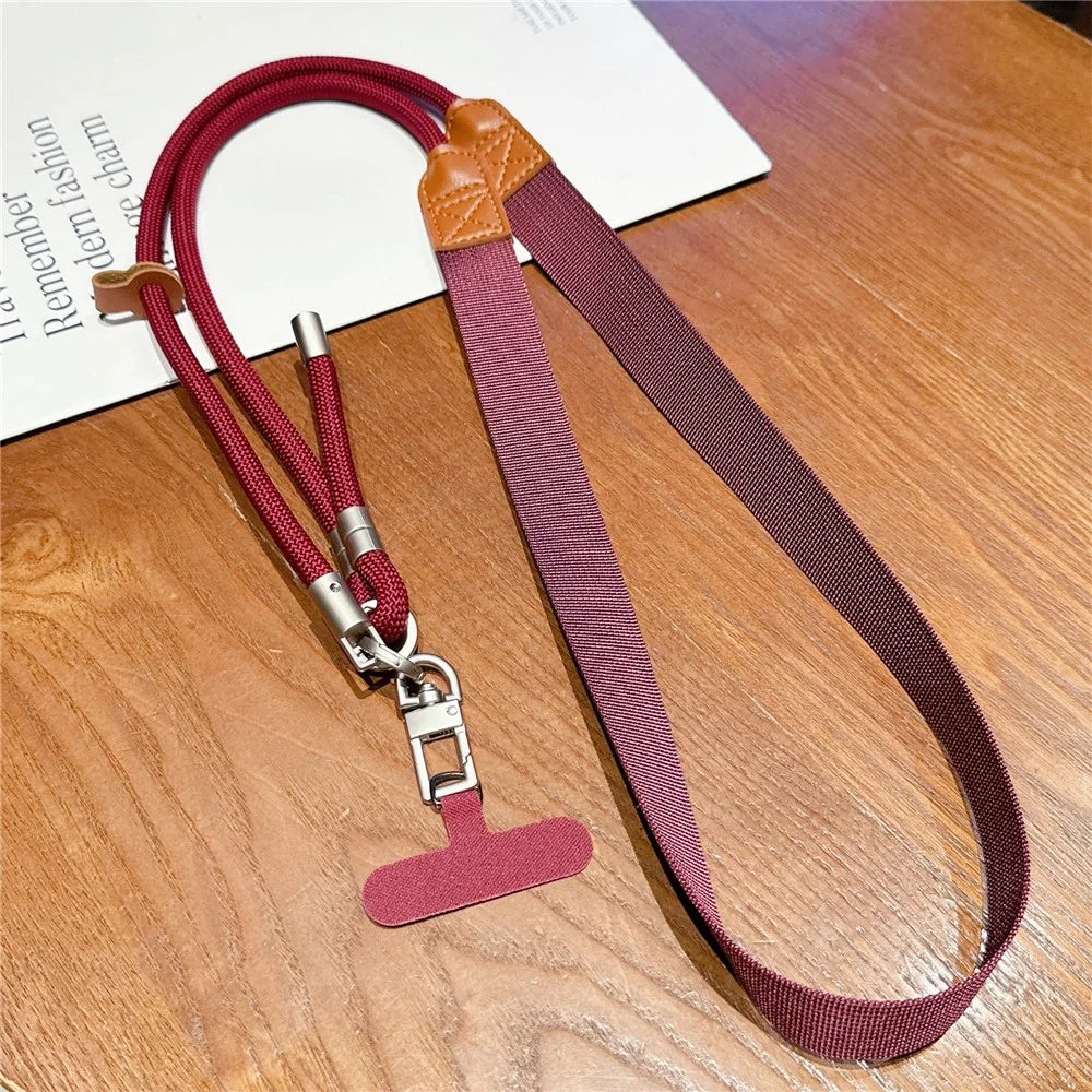 80cm Adjustable Phone Lanyard Woven Nylon Rope with Tether Tab Wide Mobile Neck Strap - Style 1 - 1