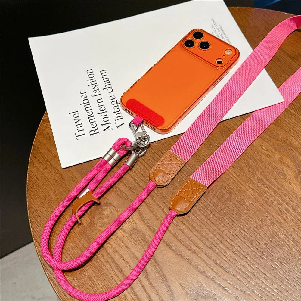 80cm Adjustable Phone Lanyard Woven Nylon Rope with Tether Tab Wide Mobile Neck Strap - Style 1 - 2
