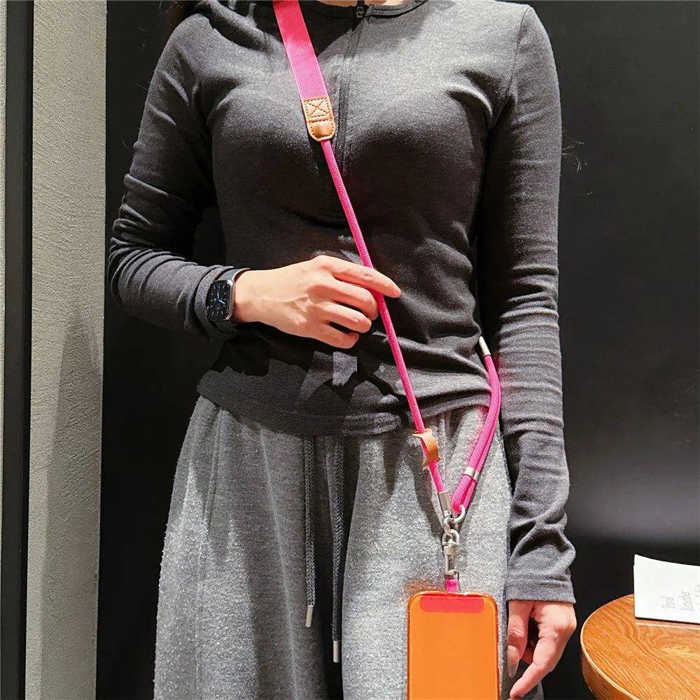 80cm Adjustable Phone Lanyard Woven Nylon Rope with Tether Tab Wide Mobile Neck Strap - Style 1 - 3
