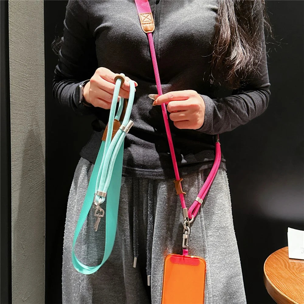 80cm Adjustable Phone Lanyard Woven Nylon Rope with Tether Tab Wide Mobile Neck Strap - Style 1 - 4