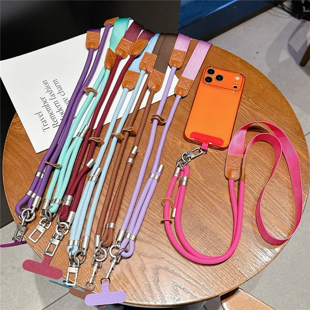 80cm Adjustable Phone Lanyard Woven Nylon Rope with Tether Tab Wide Mobile Neck Strap - Style 1 - 6