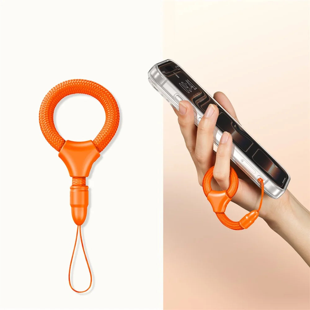 10cm Mini Finger Ring Rope Self-locking Phone Lanyard Adjustable Anti-drop Strap for Smartphone - Orange - 2