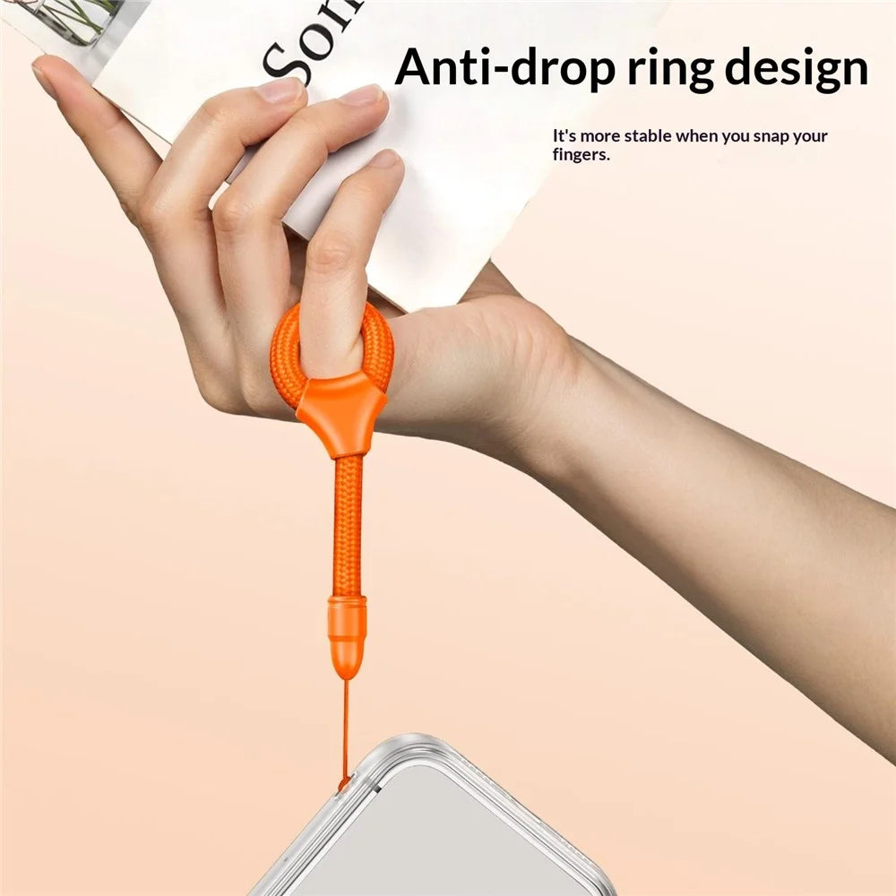 10cm Mini Finger Ring Rope Self-locking Phone Lanyard Adjustable Anti-drop Strap for Smartphone - Orange - 4