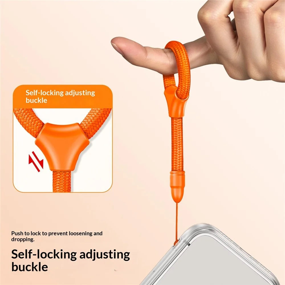 10cm Mini Finger Ring Rope Self-locking Phone Lanyard Adjustable Anti-drop Strap for Smartphone - Orange - 5