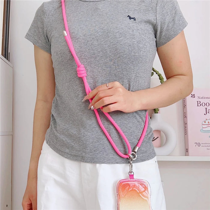 75cm Phone Lanyard Adjustable Braided Crossbody Neck Shoulder Strap with Tether Tab Universal Phone Chain Strap - Style 1 - 2