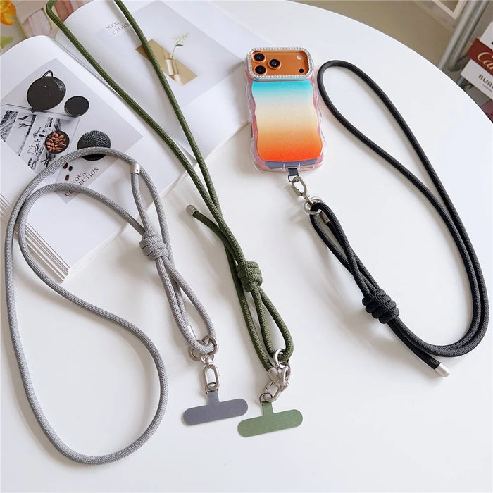 75cm Phone Lanyard Adjustable Braided Crossbody Neck Shoulder Strap with Tether Tab Universal Phone Chain Strap - Style 1 - 3
