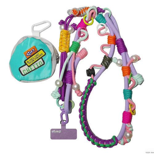 120cm Phone Strap 3-in-1 Adjustable Crossbody Woven Lanyard Neck Strap with Pouch / Tether Tab for Mobile Phone - 1