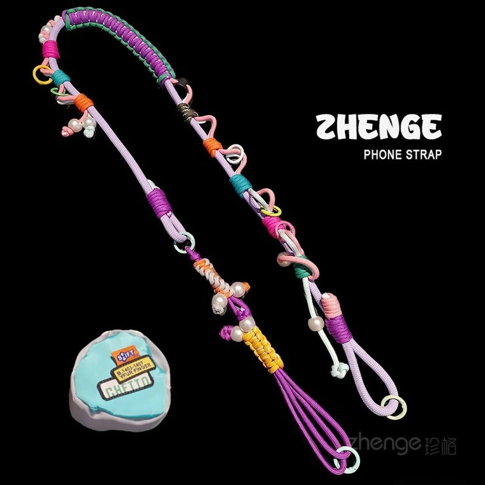 120cm Phone Strap 3-in-1 Adjustable Crossbody Woven Lanyard Neck Strap with Pouch / Tether Tab for Mobile Phone - 7