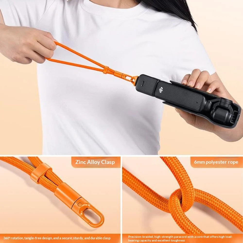 Wrist Strap for DJI Osmo Pocket 4 / Pocket 3 Self-locking Anti-loss Lanyard Swivel Hook Camera Accessories - Orange - 3