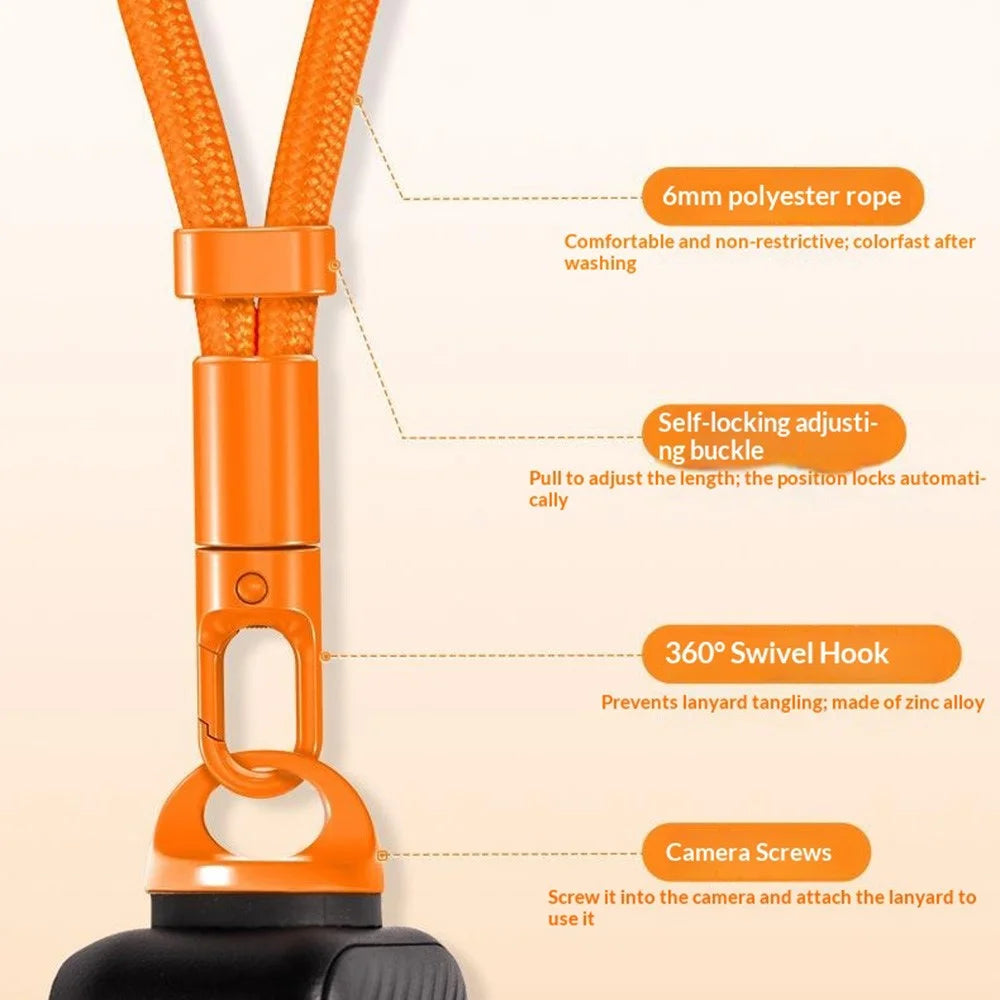 Wrist Strap for DJI Osmo Pocket 4 / Pocket 3 Self-locking Anti-loss Lanyard Swivel Hook Camera Accessories - Orange - 6
