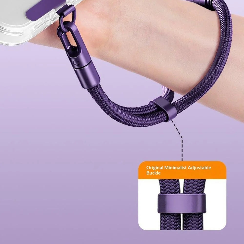 160cm 3-in-1 Multifunctional Phone Lanyard Crossbody Adjustable Neck Wrist Strap with Stainless Steel Patch Anti-loss - Dark Purple - 4