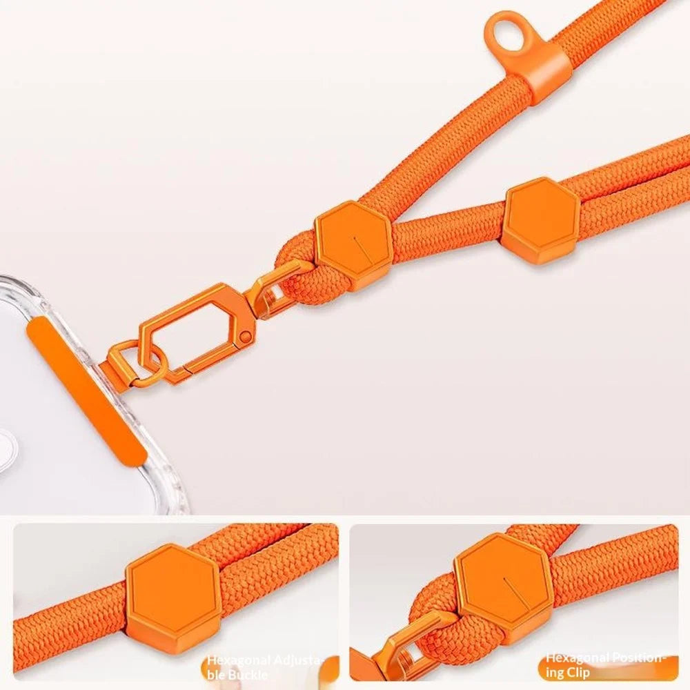 150cm Phone Lanyard Neck Strap Adjustable Crossbody Cord with Stainless Steel Tether Tab - Orange - 3