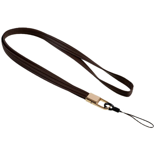 45cm Leather Neck Strap for Name Tag / Keys Universal Cell Phone Case Hanging Neck Lanyard - Dark Brown - 1