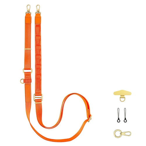 150cm 3-in-1 Crossbody Phone Lanyard Adjustable Polyester Flat Webbing Neck Strap Wrist Rope with Metal Buckles - Orange - 1