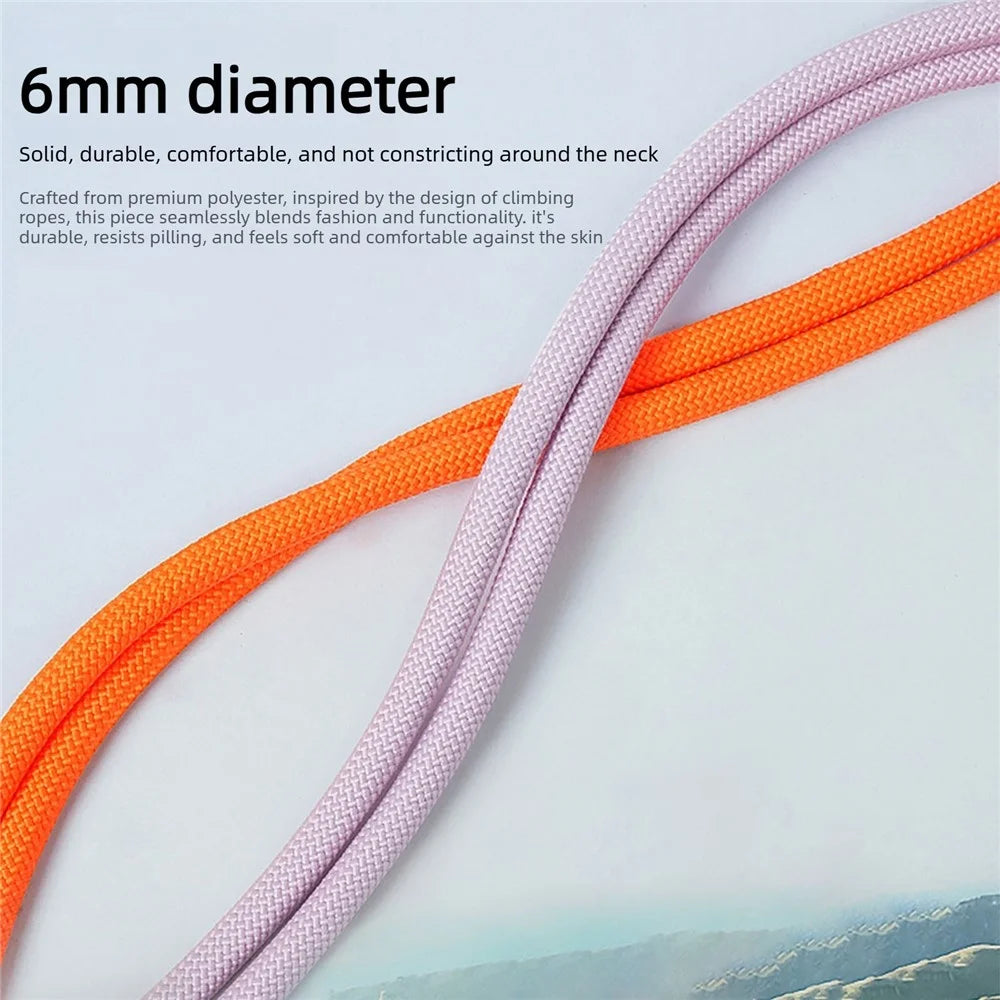180cm Phone Strap Adjustable Crossbody Lanyard Braided Nylon Neck Strap with Tether Tab - Dark Orange - 2