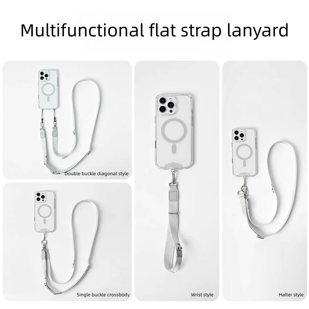 140cm Multifunctional Adjustable Phone Lanyard Strap Detachable Metal Buckle Crossbody Wrist Neck Strap for Mobile Phone - Silver Grey - 2