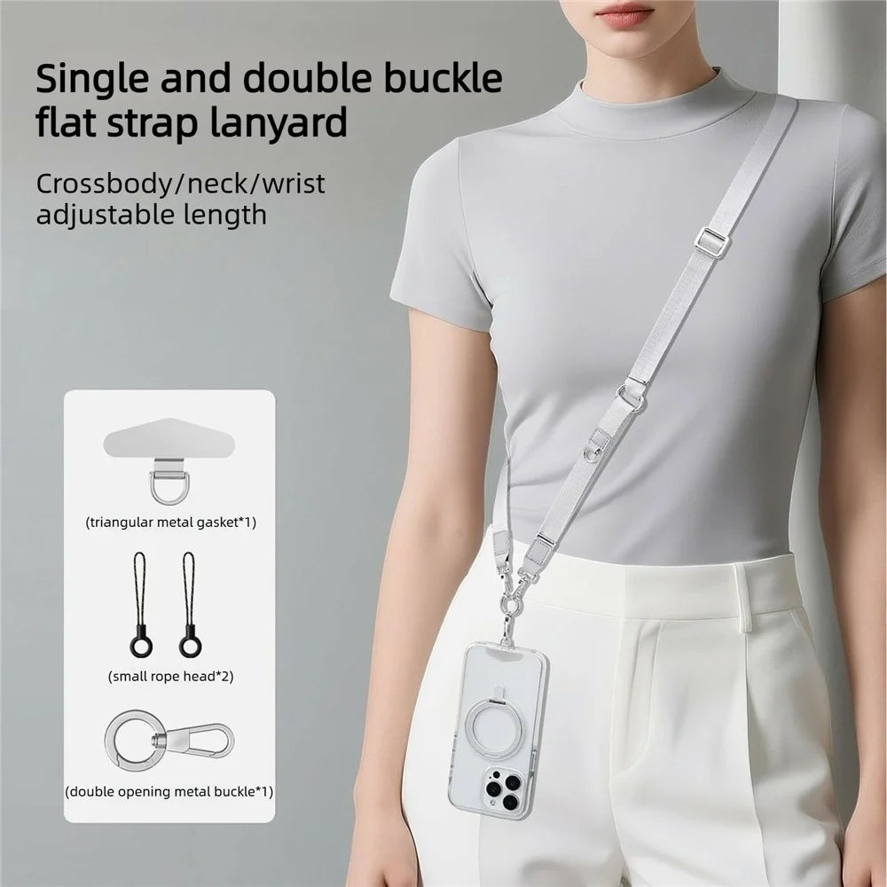 140cm Multifunctional Adjustable Phone Lanyard Strap Detachable Metal Buckle Crossbody Wrist Neck Strap for Mobile Phone - Silver Grey - 5