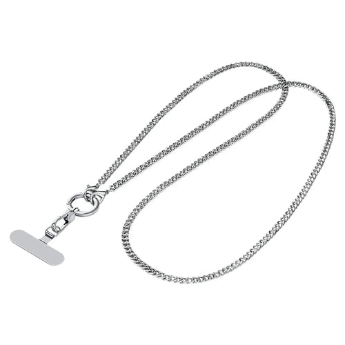120cm Rotatable Metal Chain Phone Lanyard Crossbody Neck Strap with Tether Tab - Silver - 1