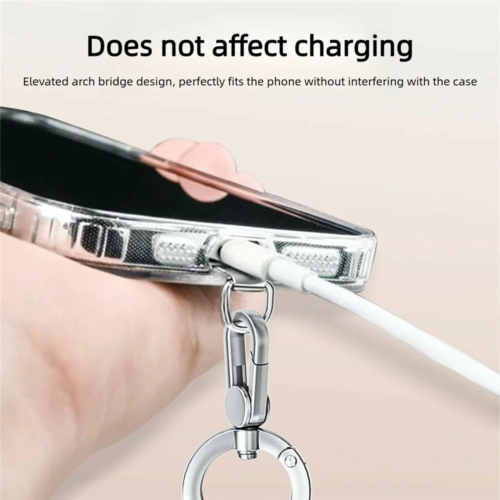 120cm Rotatable Metal Chain Phone Lanyard Crossbody Neck Strap with Tether Tab - Silver - 2