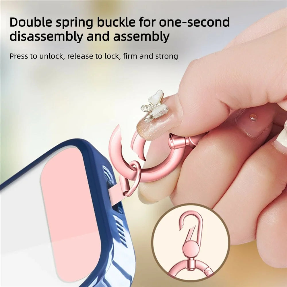 120cm Rotatable Metal Chain Phone Lanyard Crossbody Neck Strap with Tether Tab - Silver - 6