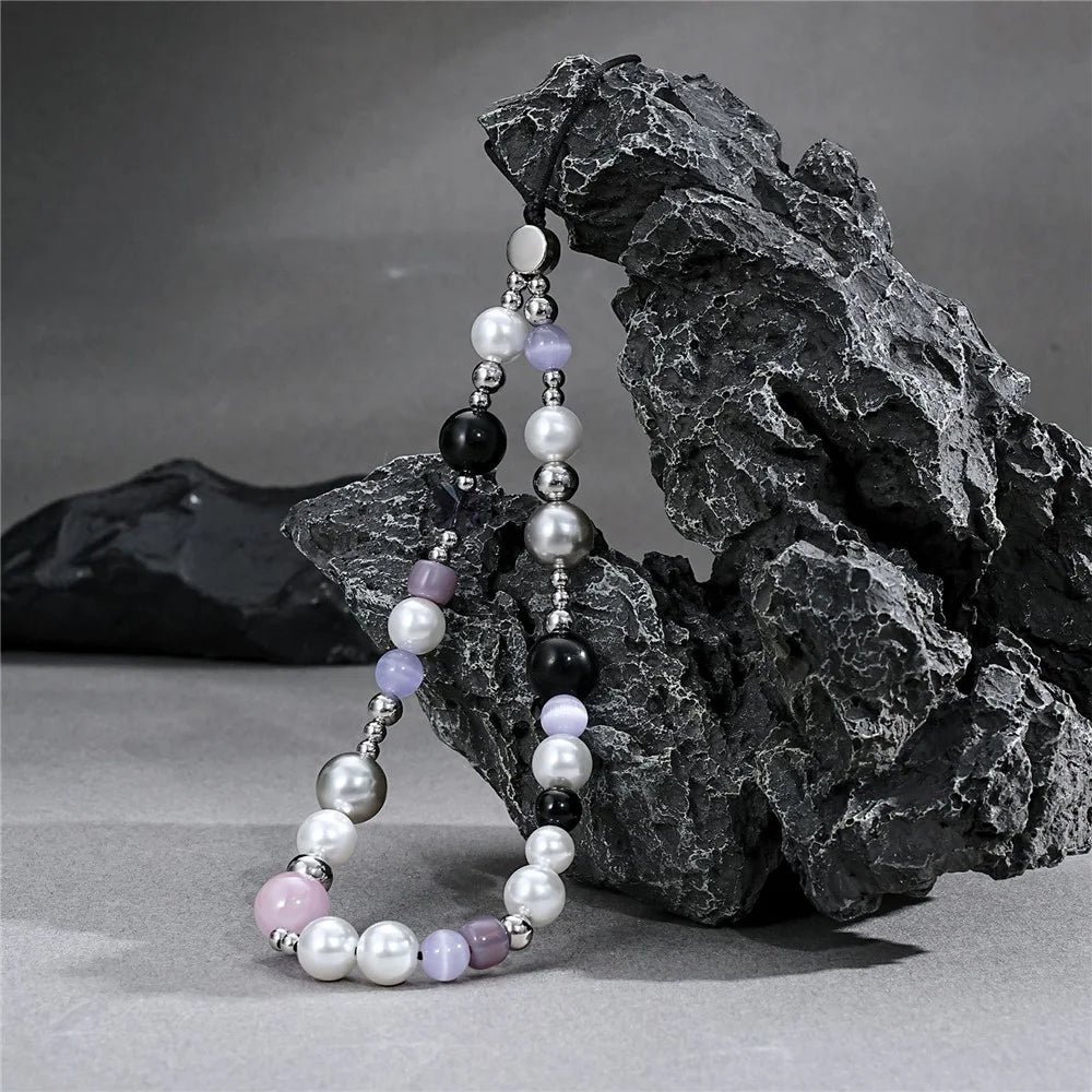 17cm Phone Charm Chain Beaded Strap Purple Butterfly Decoration Anti-drop Lanyard for Mobile Phone - 4