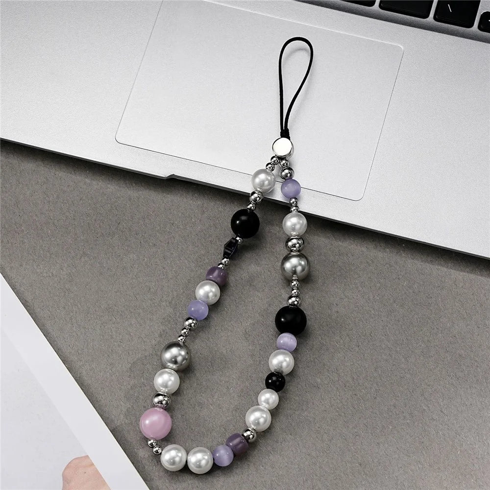 17cm Phone Charm Chain Beaded Strap Purple Butterfly Decoration Anti-drop Lanyard for Mobile Phone - 5