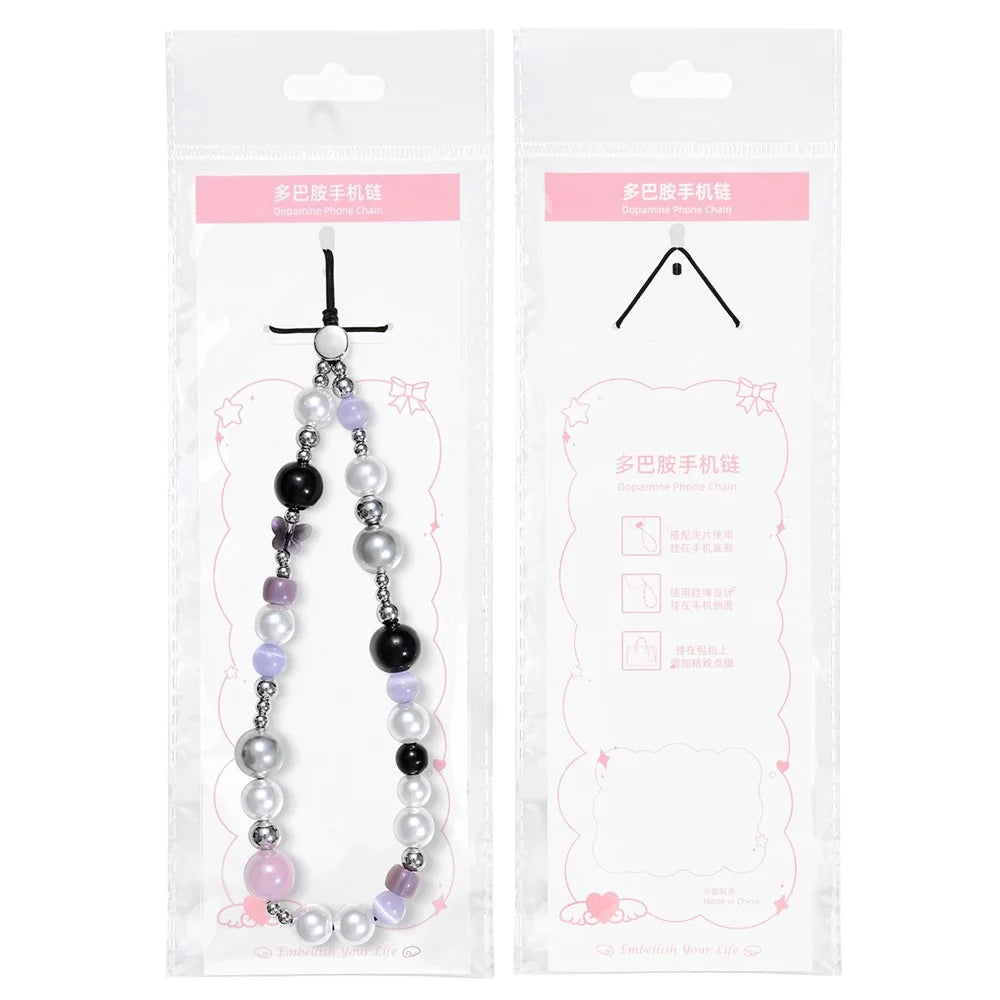 17cm Phone Charm Chain Beaded Strap Purple Butterfly Decoration Anti-drop Lanyard for Mobile Phone - 6