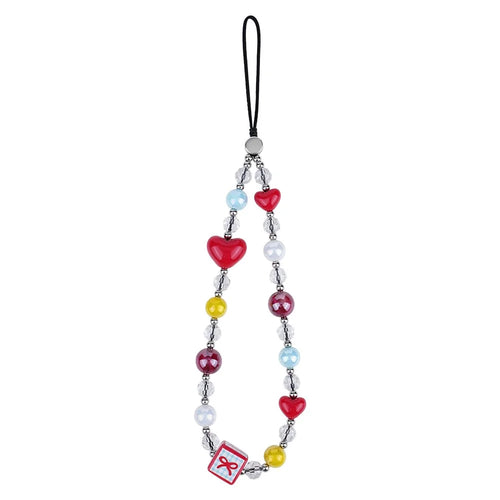 17cm Heart Beaded Phone Chain Bracelet Anti-Lost Lanyard Wrist Strap for Phone Case - 1