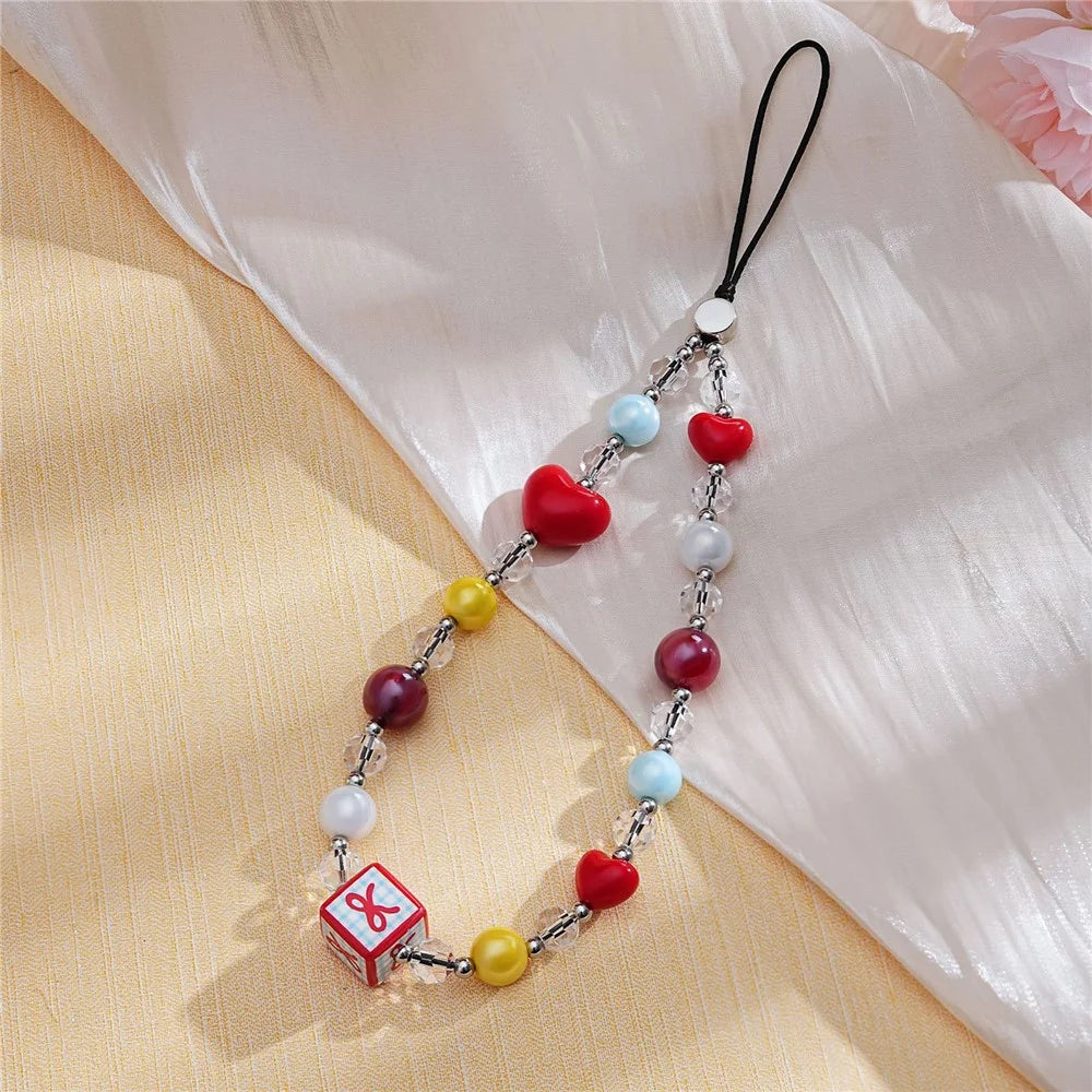 17cm Heart Beaded Phone Chain Bracelet Anti-Lost Lanyard Wrist Strap for Phone Case - 4
