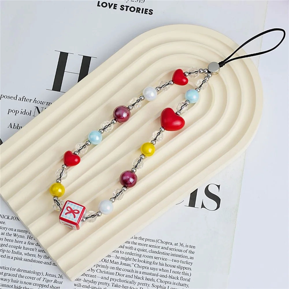 17cm Heart Beaded Phone Chain Bracelet Anti-Lost Lanyard Wrist Strap for Phone Case - 5