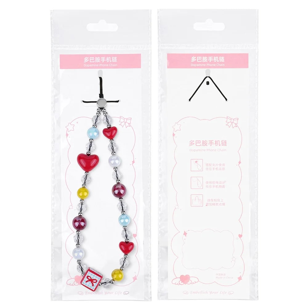 17cm Heart Beaded Phone Chain Bracelet Anti-Lost Lanyard Wrist Strap for Phone Case - 6