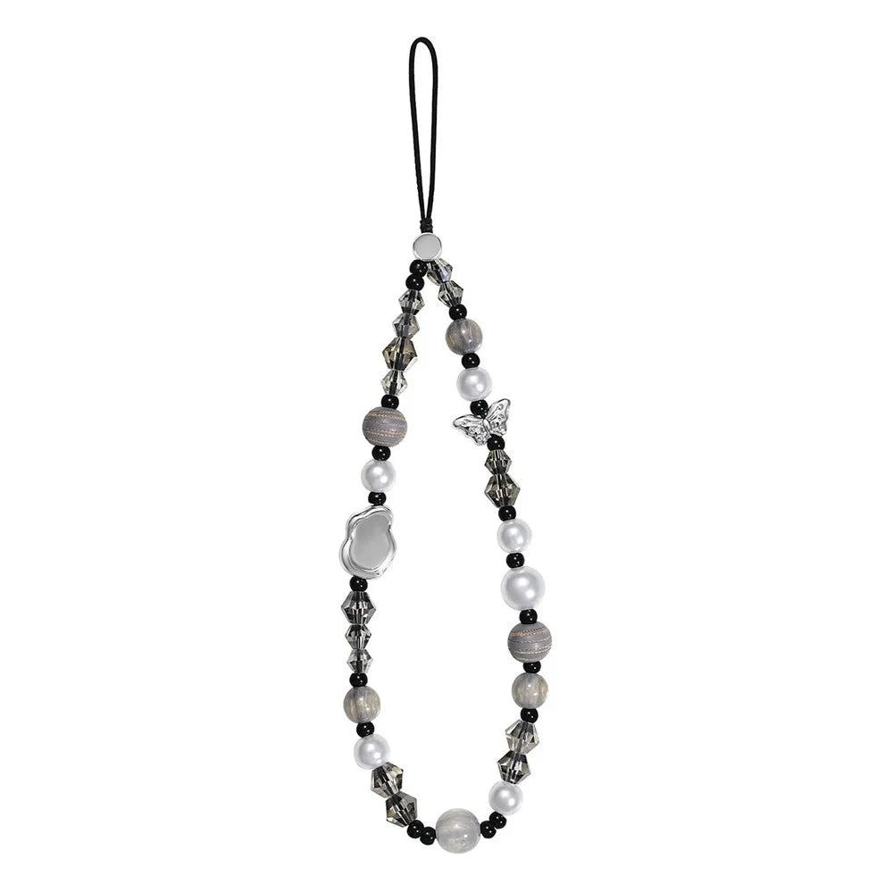 17cm Phone Chain Butterfly Pearl Beaded Lanyard Anti-Lost Phone Strap for Decorative Accessory - 1