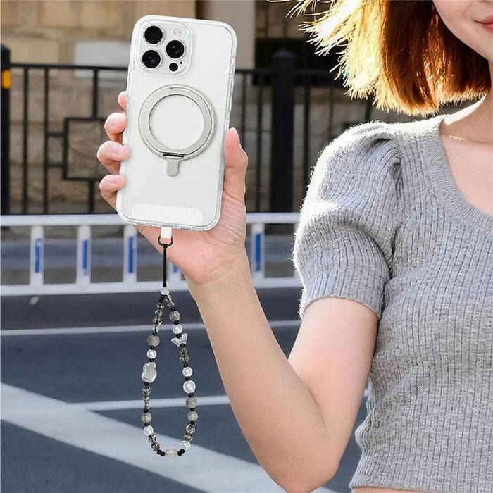 17cm Phone Chain Butterfly Pearl Beaded Lanyard Anti-Lost Phone Strap for Decorative Accessory - 2