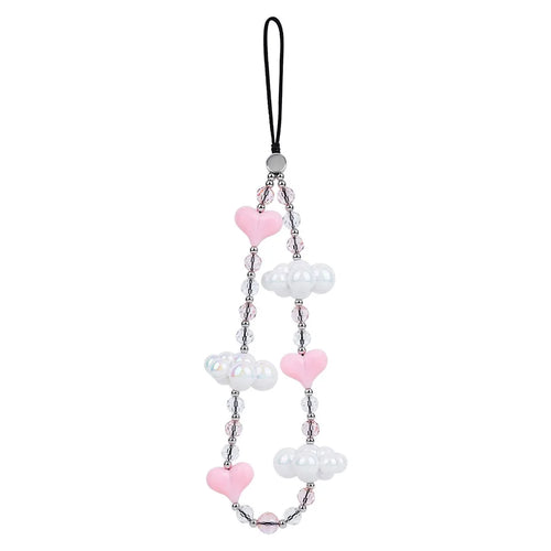 17cm Phone Chain Acrylic Cloud Lanyard with Heart Beads Crystal Phone Strap Anti-lost Hanging Accessory - 1