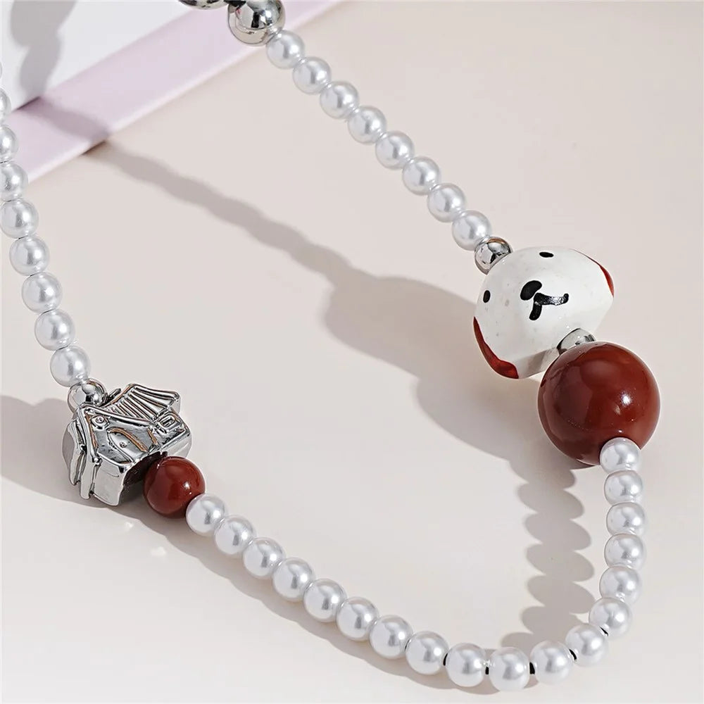 17cm Phone Chain Strap with Cute Dog Charm Pearl Beads Anti-Lost Phone Lanyard Wrist Strap - 6