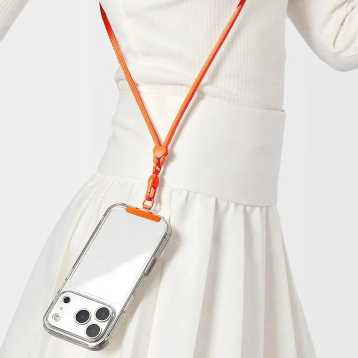 CT-73 150cm Phone Lanyard Adjustable Polyester Strap Anti-Theft Round Rope with Patch, Diameter: 6mm - Orange - 4