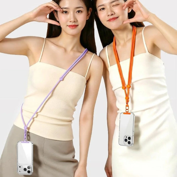 CT-73 150cm Phone Lanyard Adjustable Polyester Strap Anti-Theft Round Rope with Patch, Diameter: 6mm - Orange - 5