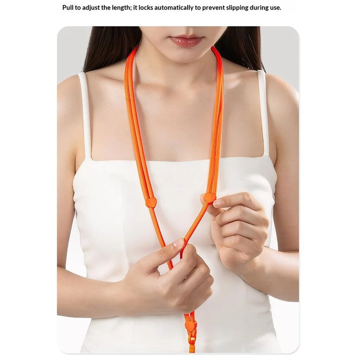CT-73 150cm Phone Lanyard Adjustable Polyester Strap Anti-Theft Round Rope with Patch, Diameter: 6mm - Orange - 7