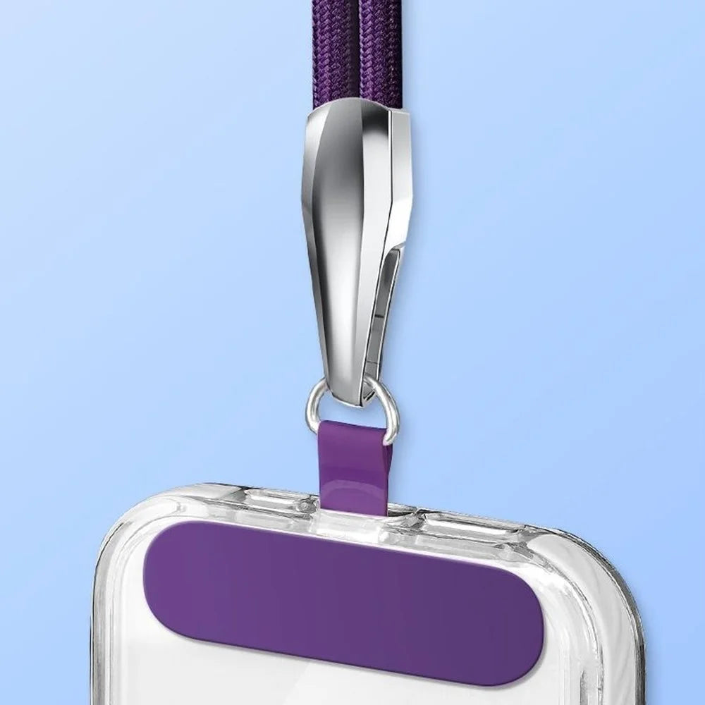 CT-66 90cm Phone Lanyard Neck Strap with 60 x 16mm Clear TPU Tether Tab, Strap Diameter: 6mm - Dark Purple - 3