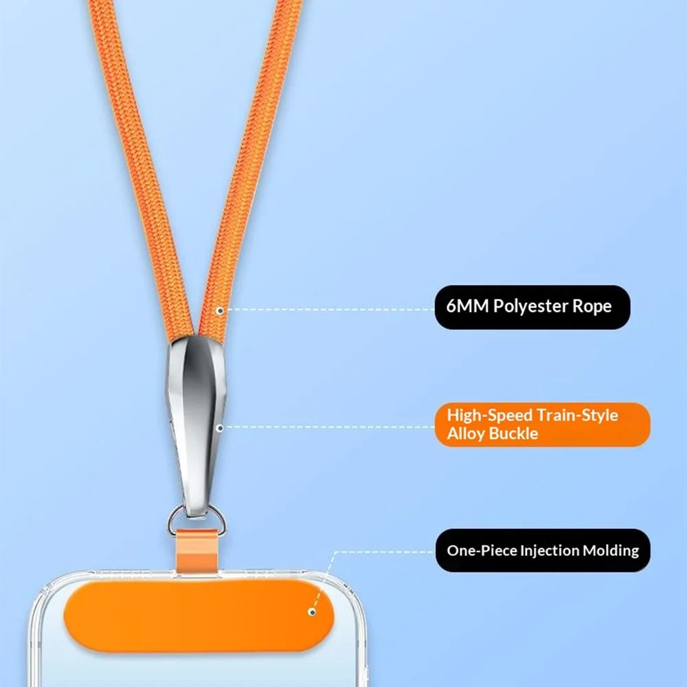 CT-66 90cm Phone Lanyard Neck Strap with 60 x 16mm Clear TPU Tether Tab, Strap Diameter: 6mm - Dark Purple - 6