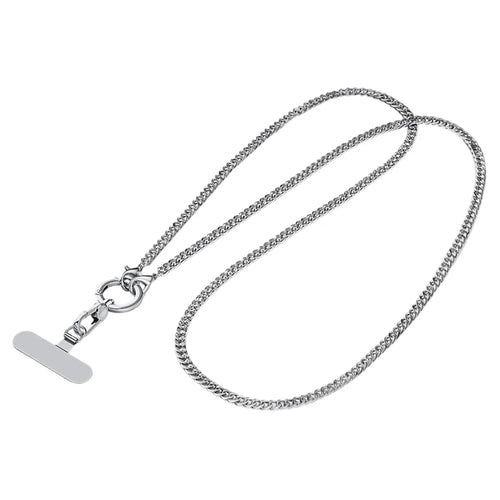 CT-62 120cm Phone Lanyard Crossbody Detachable Ring Clasp Anti-Drop Chain Strap with Tether Patch - Silver - 1