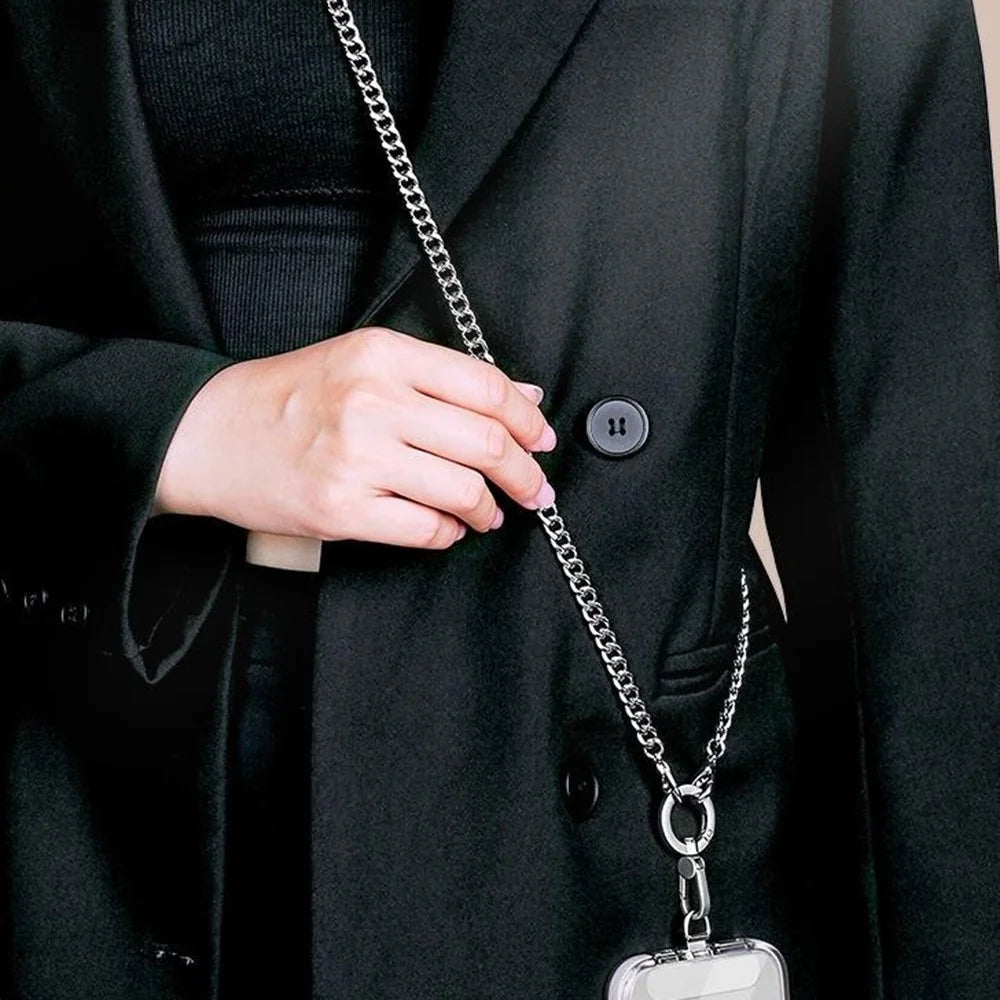 CT-62 120cm Phone Lanyard Crossbody Detachable Ring Clasp Anti-Drop Chain Strap with Tether Patch - Silver - 2