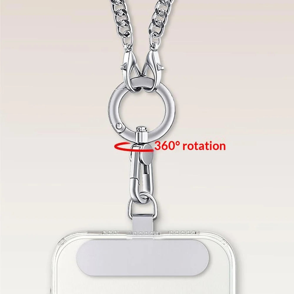 CT-62 120cm Phone Lanyard Crossbody Detachable Ring Clasp Anti-Drop Chain Strap with Tether Patch - Silver - 6