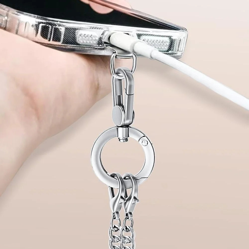 CT-62 120cm Phone Lanyard Crossbody Detachable Ring Clasp Anti-Drop Chain Strap with Tether Patch - Silver - 7